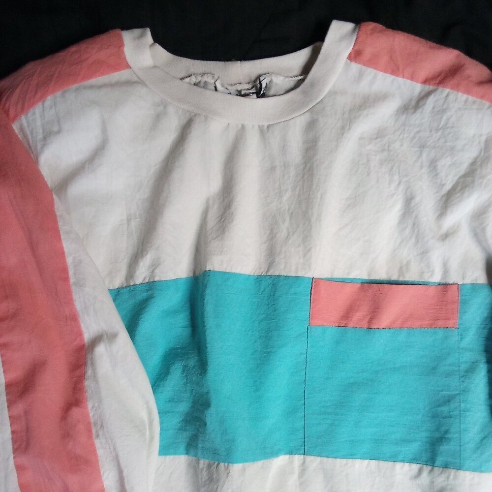 Vintage California Connection Neon Color Block Pocket Pullover Windbreaker